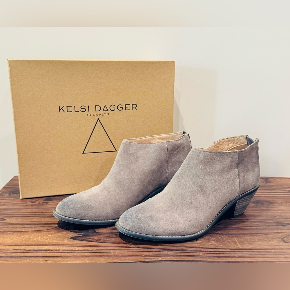 Kelsi Dagger grey heeled booties; size 9; like brand new